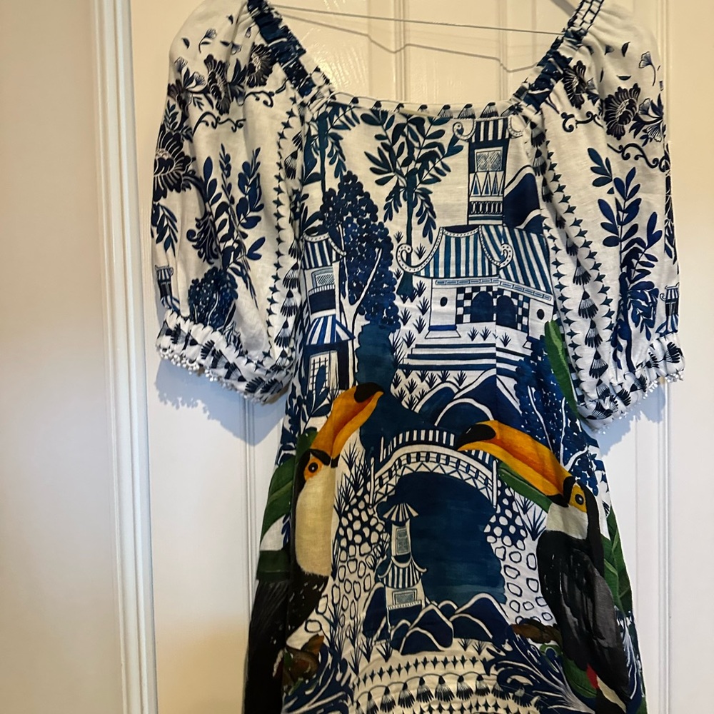 FARM Rio Blue and White Tropical Dress - Picture 4 of 5